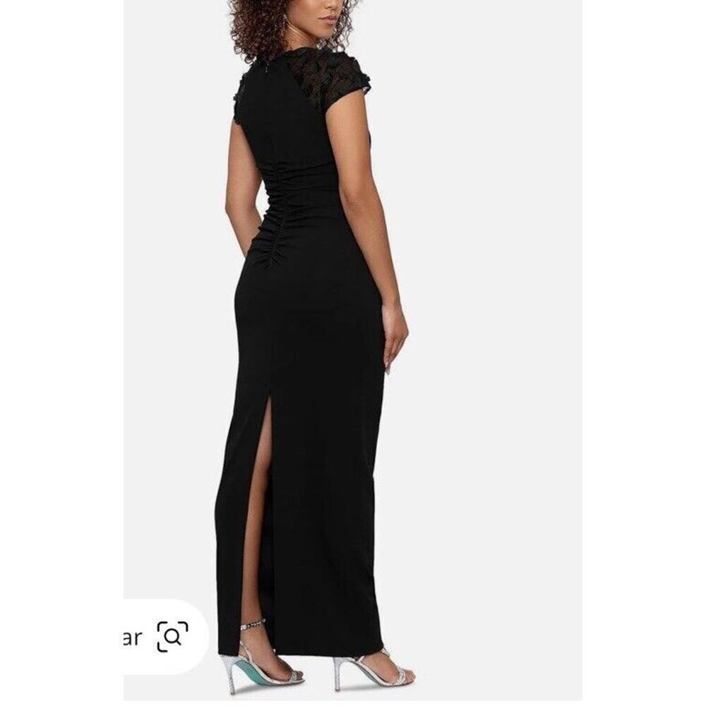 X By Escape Gown Size 8 Petite Black Lace Shoulder Full Length Mermaid NWT - Picture 2 of 5